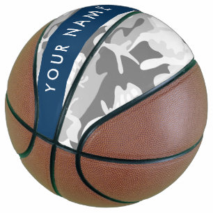 Winter Snow Grey Camouflage Your name Personalise Basketball
