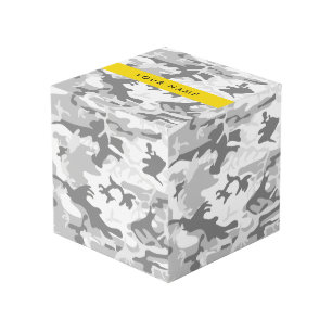 Winter Snow Grey Camouflage Your name Personalise Cube