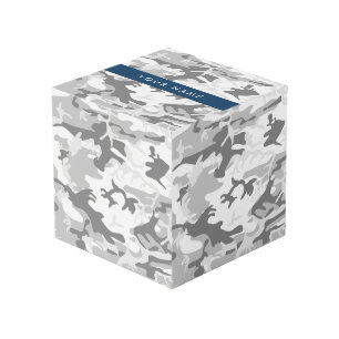 Winter Snow Grey Camouflage Your name Personalise Cube