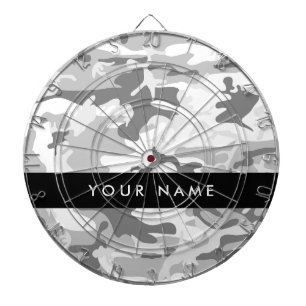 Winter Snow Grey Camouflage Your name Personalise Dartboard