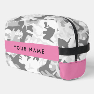 Winter Snow Grey Camouflage Your name Personalise Dopp Kit