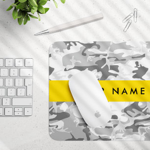 Winter Snow Grey Camouflage Your name Personalise Mouse Pad