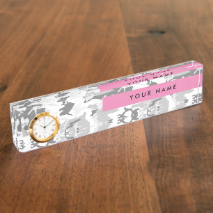 Winter Snow Grey Camouflage Your name Personalise Nameplate