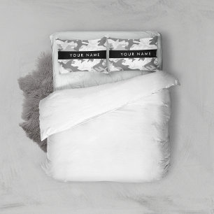 Winter Snow Grey Camouflage Your name Personalise Pillowcase
