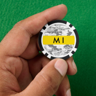 Winter Snow Grey Camouflage Your name Personalise Poker Chips