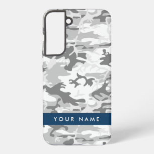 Winter Snow Grey Camouflage Your name Personalise Samsung Galaxy Case