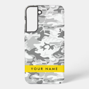 Winter Snow Grey Camouflage Your name Personalise Samsung Galaxy Case