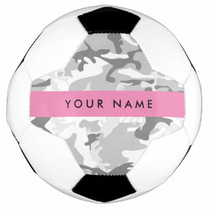 Winter Snow Grey Camouflage Your name Personalise Soccer Ball