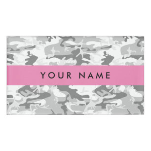 Winter Snow Grey Camouflage Your name Personalise Tag