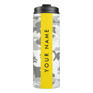 Winter Snow Grey Camouflage Your name Personalise Thermal Tumbler