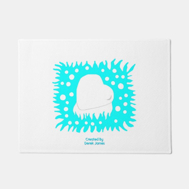 Winter Snow Heart Door Mat (Front)