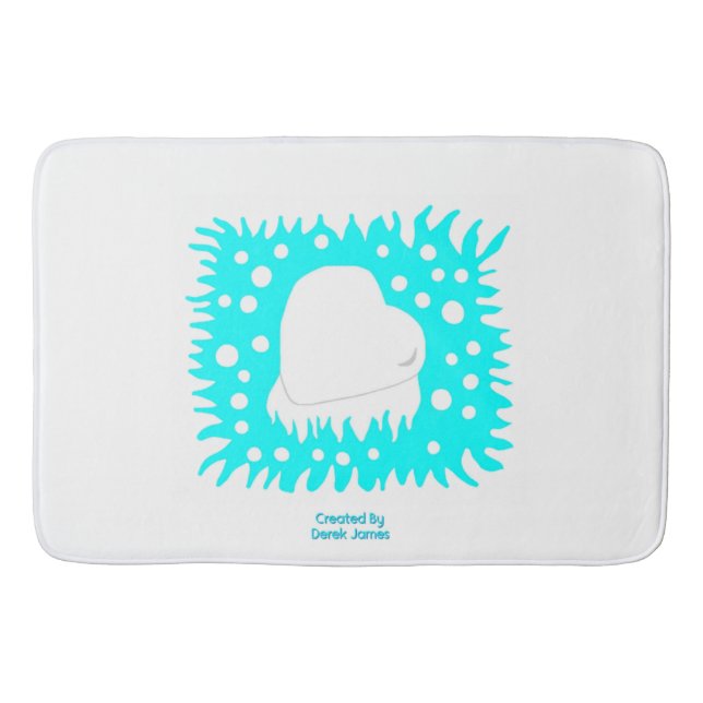 Winter Snow Heart Large Bath Mat (Front)