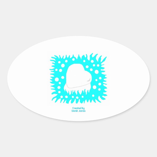 Winter Snow Heart Oval Sticker (Front)
