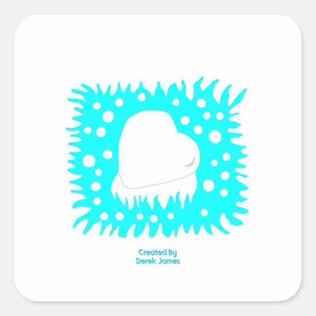 Winter Snow Heart Square Sticker (Front)