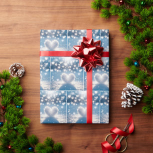 Winter Snow Hearts Wrapping Paper
