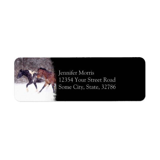 Winter Snow Horses in Barn Return Address Label