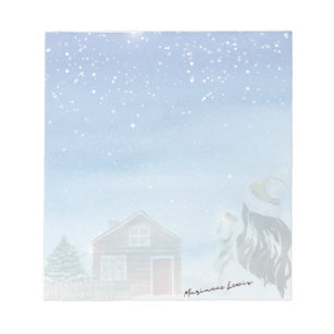 Winter Snow House and a Woman  Notepad
