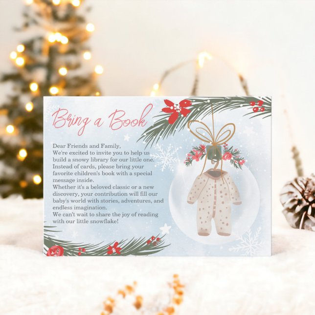 Winter snow ice Christmas bring a book baby shower Enclosure Card (Winter snow ice Christmas bring a book baby shower Enclosure Card)