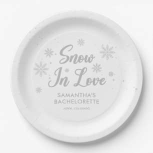Winter Snow In Love Bachelorette Paper Plate