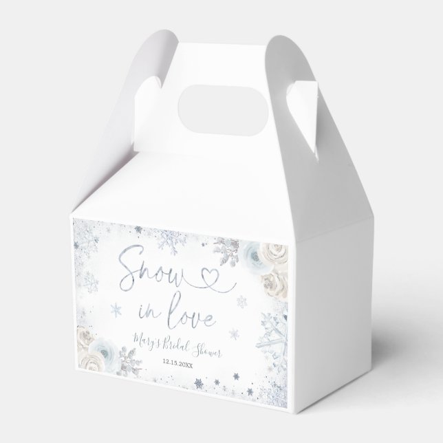 Winter Snow in Love Snowflake Bridal Shower Favour Box (Front Side)