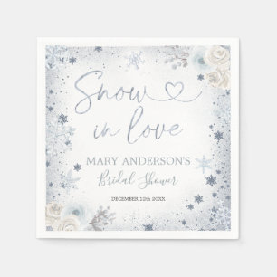 Winter Snow in Love Snowflake Bridal Shower Paper Napkin