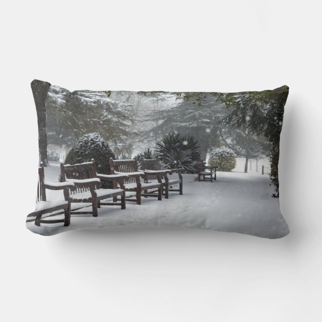 Winter Snow in the Park Lumbar Cushion (Front)