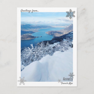 Winter Snow Lake Annecy Postcard