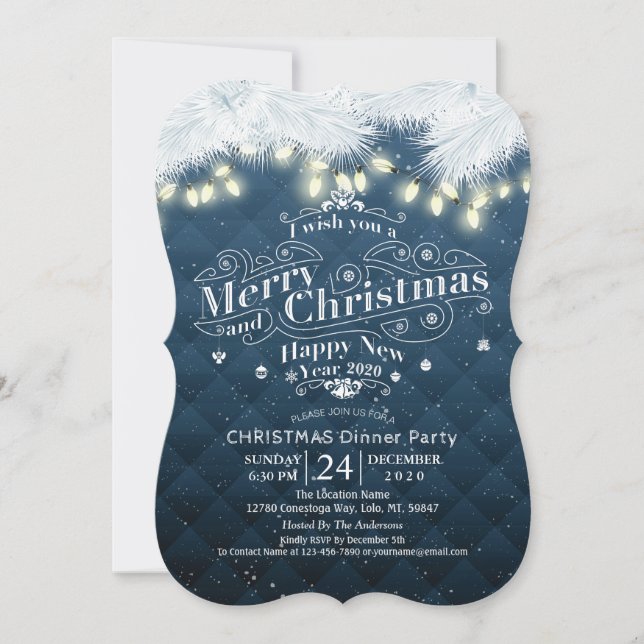 Winter Snow land Christmas & New Year Dinner Party Invitation (Front)