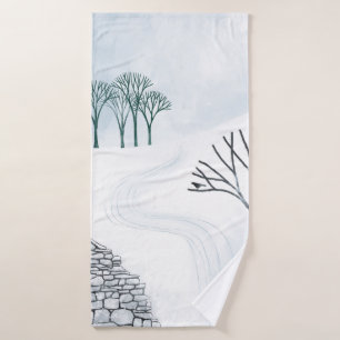 Winter Snow Landscape Art Bath Towel Set