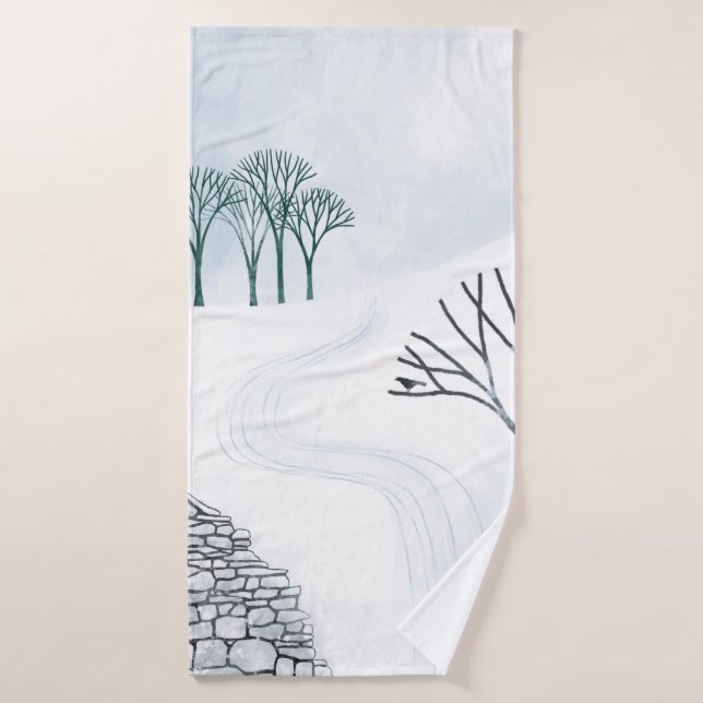 Winter Snow Landscape Art Bath Towel Set (Bath Towel)