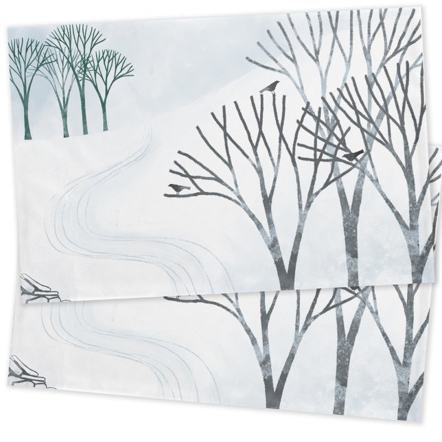 Winter Snow Landscape Art Pillowcase (Snow and trees landscape art pillow case)