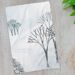 Winter Snow Landscape Art Tea Towel<br><div class="desc">A snowy winter landscape scene with trees and a dry stone wall.  Original art by Nic Squirrell.</div>