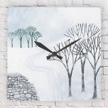 Winter Snow Landscape Painting Square Wall Clock<br><div class="desc">A snowy winter landscape scene with trees and a dry stone wall.  Brrr!  Original art by Nic Squirrell.</div>