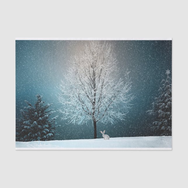 Winter snow landscape snow bunny tissue paper (Front)