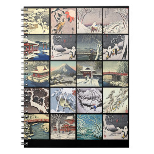 Winter snow landscape trees japanes art paintings notebook
