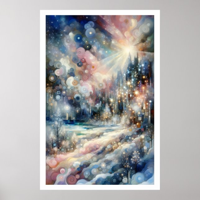 Winter Snow Magic & Wonder Abstract Impressionist Poster (Front)