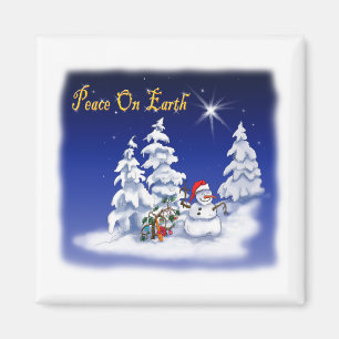 Winter Snow Man Peace on Earth Magnet
