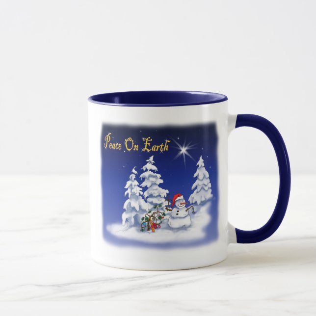 Winter Snow Man Peace on Earth Mug (Right)