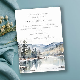 Winter Snow Mountain Lake Landscape Baby Shower Invitation