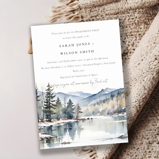 Winter Snow Mountain Lake Landscape Engagement Invitation (Creator Uploaded)