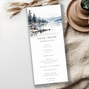 Winter Snow Mountain Lake Wedding Program