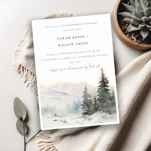 Winter Snow Mountain Landscape Wedding Anniversary Invitation