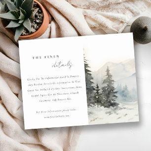 Winter Snow Mountain Landscape Wedding Details Enclosure Card