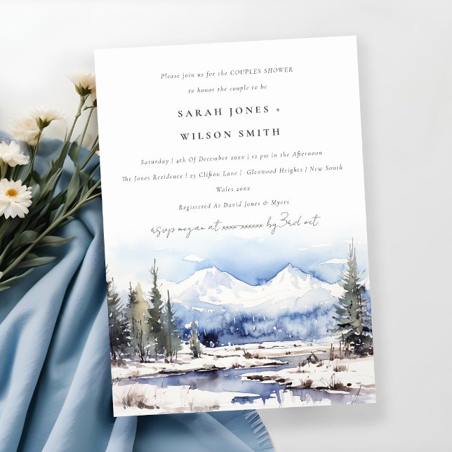 Winter Snow Mountain Ski Landscape Couples Shower Invitation (Creator Uploaded)