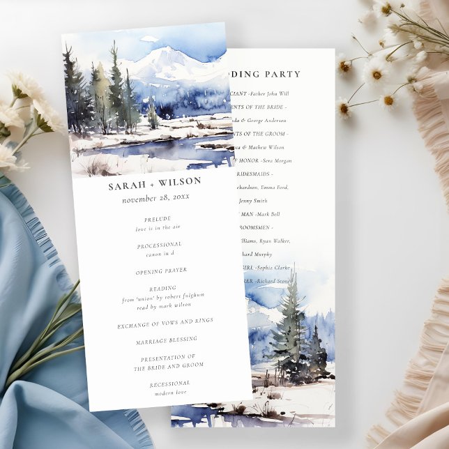 Winter Snow Mountain Ski Landscape Wedding Program (Creator Uploaded)