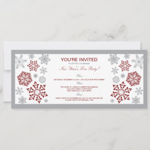 Winter Snow New Year's Eve Party Invitation (red)