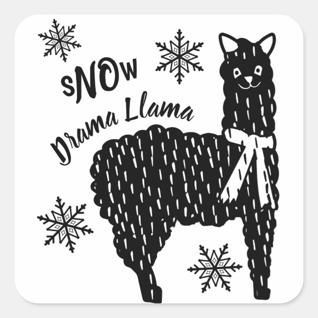Winter Snow No Drama Llama Square Sticker (Front)
