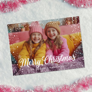 Winter Snow Overlay Merry Christmas Photo Card