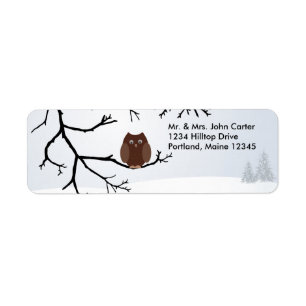 Winter Snow Owl Address Labels