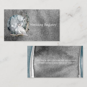Winter Snow Owl Moon Branch Paint Wedding Registry Business Card